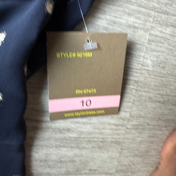 TAYLOR Polka Dot Dress Neck Tie Wrap Sleeveless NWT Women's 10 Blue Midi Lined - Picture 6 of 8